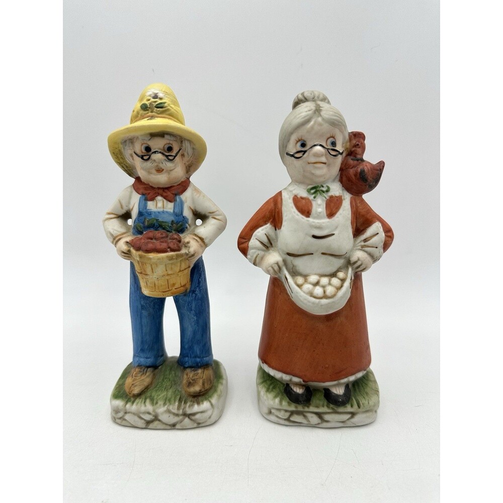 Vintage Trippie's 6.5" Bisque Porcelain Grandma and Grampa Figurine